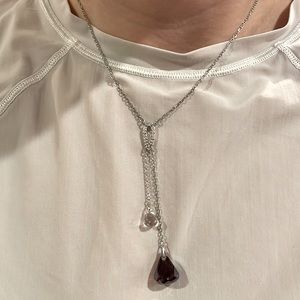 Crystal and silver drop necklace.